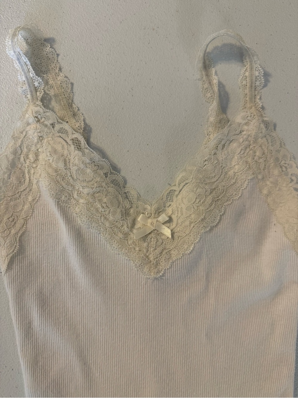 Y2K Hollister Lace Cami - White Coquette Ribbon Tank - Bella Swan 2000s Sz XS - Picture 2 of 6